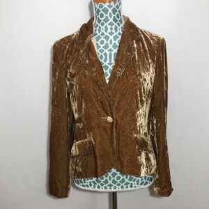 Central Park West Crushed Velvet & Silk Blazer Jacket Size Large Womens